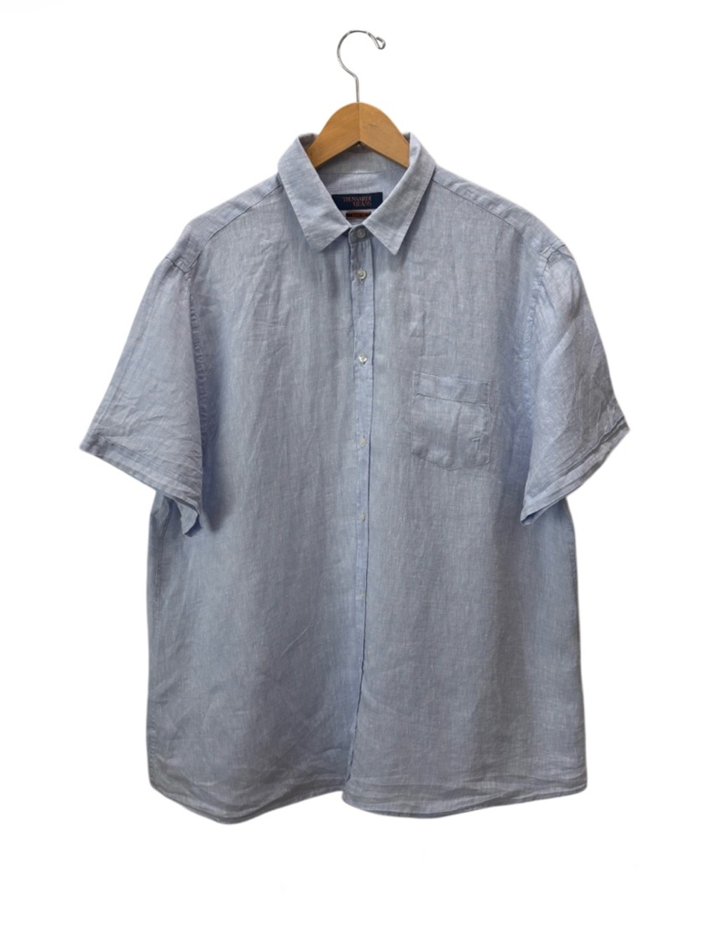Trussardi Jeans Linen Short Sleeve Button Down Shirt